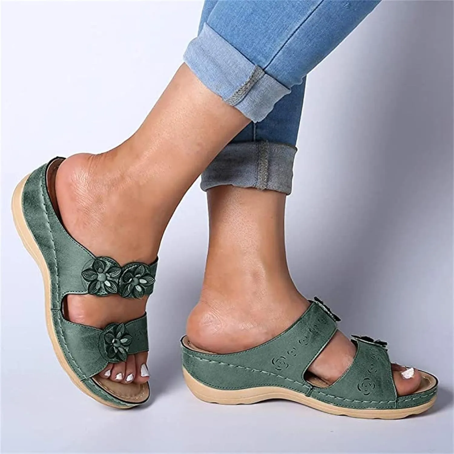 Lausiuoe Orthotic Sandals Women Plantar Fasciitis Arch Support Casual Dressy Summer Orthopedic Slippers Flat Heel Flip Flops