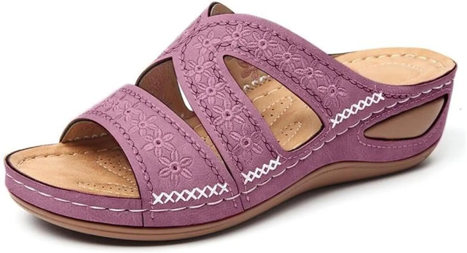 Lausiuoe Sandals Women Dressy Comfortable Walking Orthopedic Slippers Arch Support Summer Casual Orthotic Slides Flip Flops