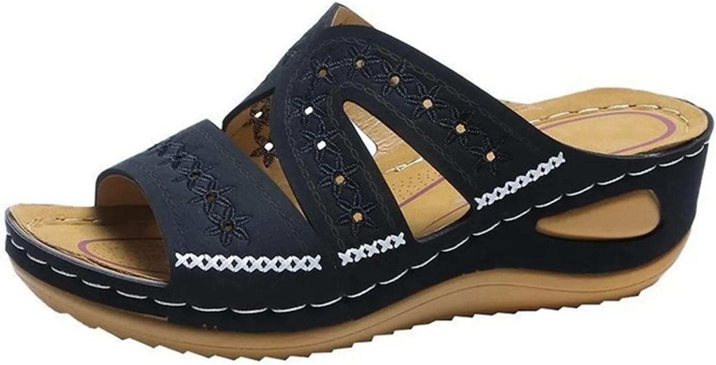 Lausiuoe Sandals Women Dressy Comfortable Walking Orthopedic Slippers Arch Support Summer Casual Orthotic Slides Flip Flops