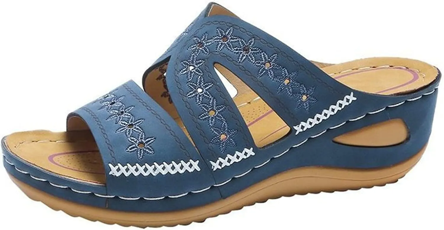 Lausiuoe Sandals Women Dressy Comfortable Walking Orthopedic Slippers Arch Support Summer Casual Orthotic Slides Flip Flops
