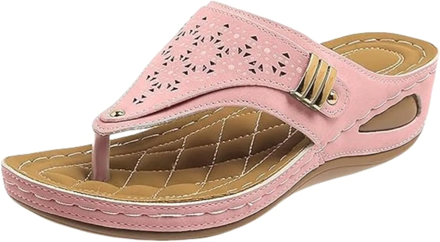 Lausiuoe Sandals Women Dressy Wedge Sandals Comfortable Orthopedic Slippers Summer Arch Support Orthotic Thong Flip Flops