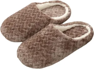 Lausiuoe Slippers For Women Memory Foam Non Slip Faux Fur House Slipper Slip on Anti-Skid Sole Fleece Lining Home Shoes