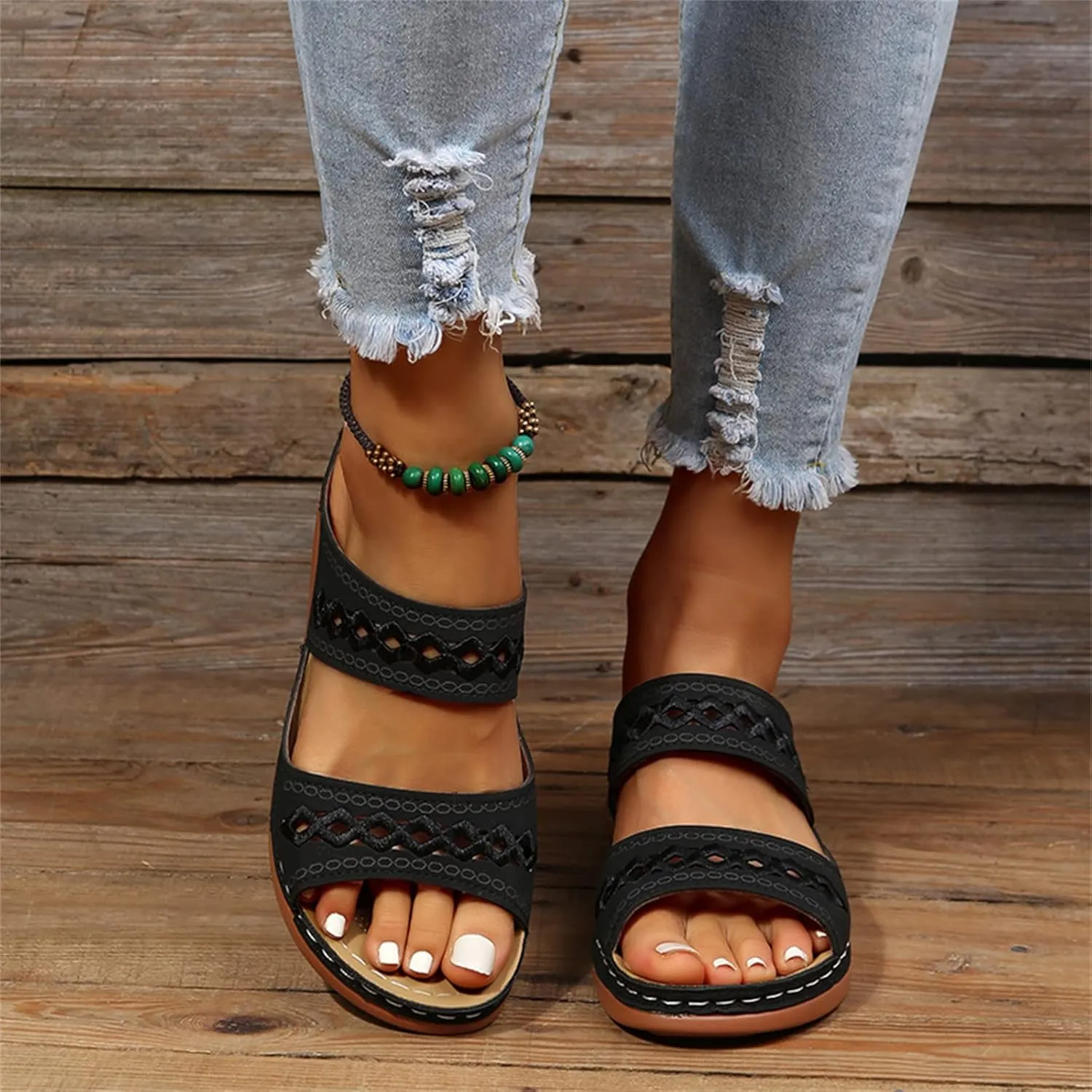 Lausiuoe Women's Comfy Orthotic Sandals,Womens Dressy Summer Slingback Orthopedic Slide Walking Shoes With Arch Support