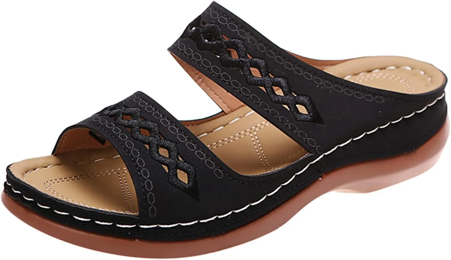 Lausiuoe Women's Comfy Orthotic Sandals,Womens Dressy Summer Slingback Orthopedic Slide Walking Shoes With Arch Support