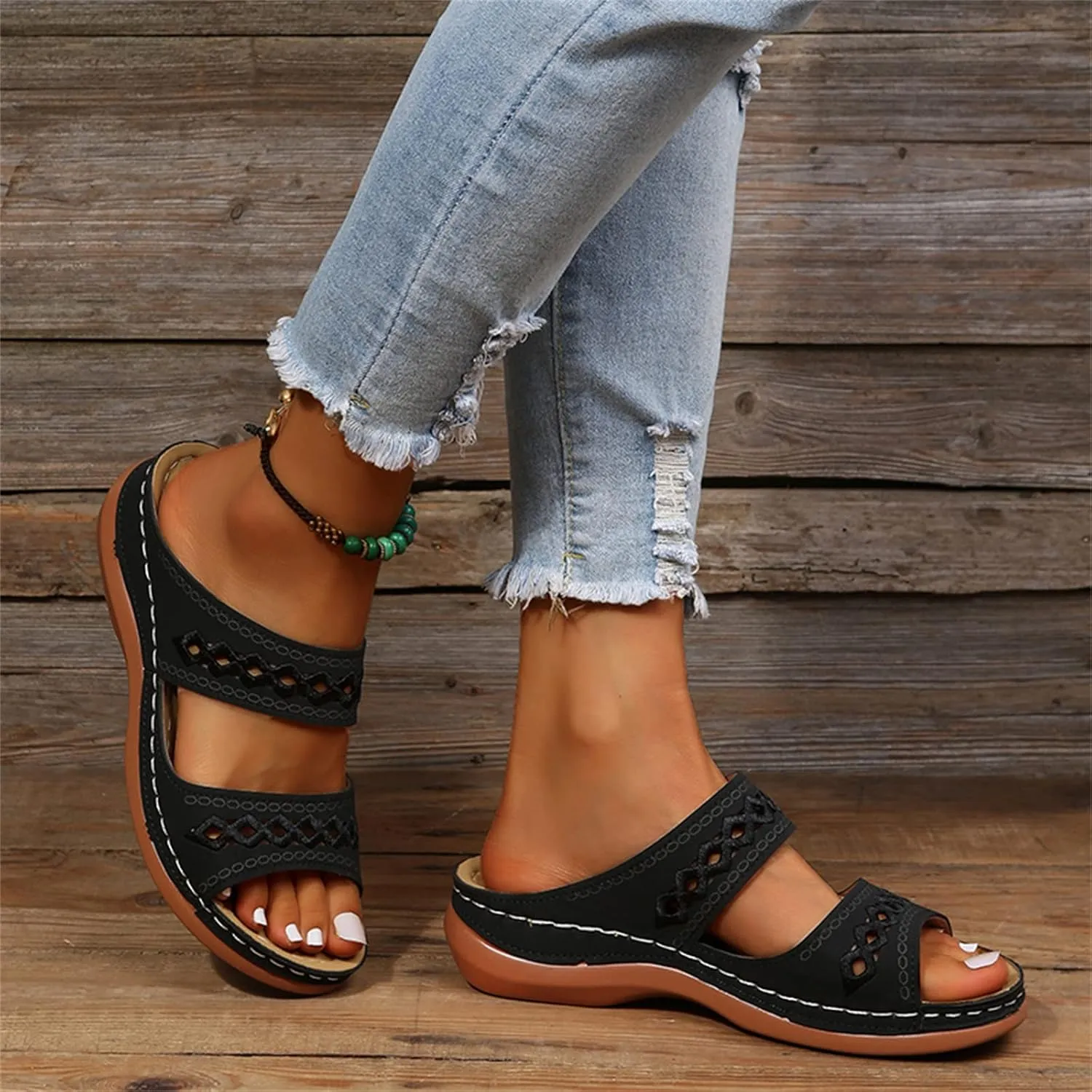 Lausiuoe Women's Comfy Orthotic Sandals,Womens Dressy Summer Slingback Orthopedic Slide Walking Shoes With Arch Support