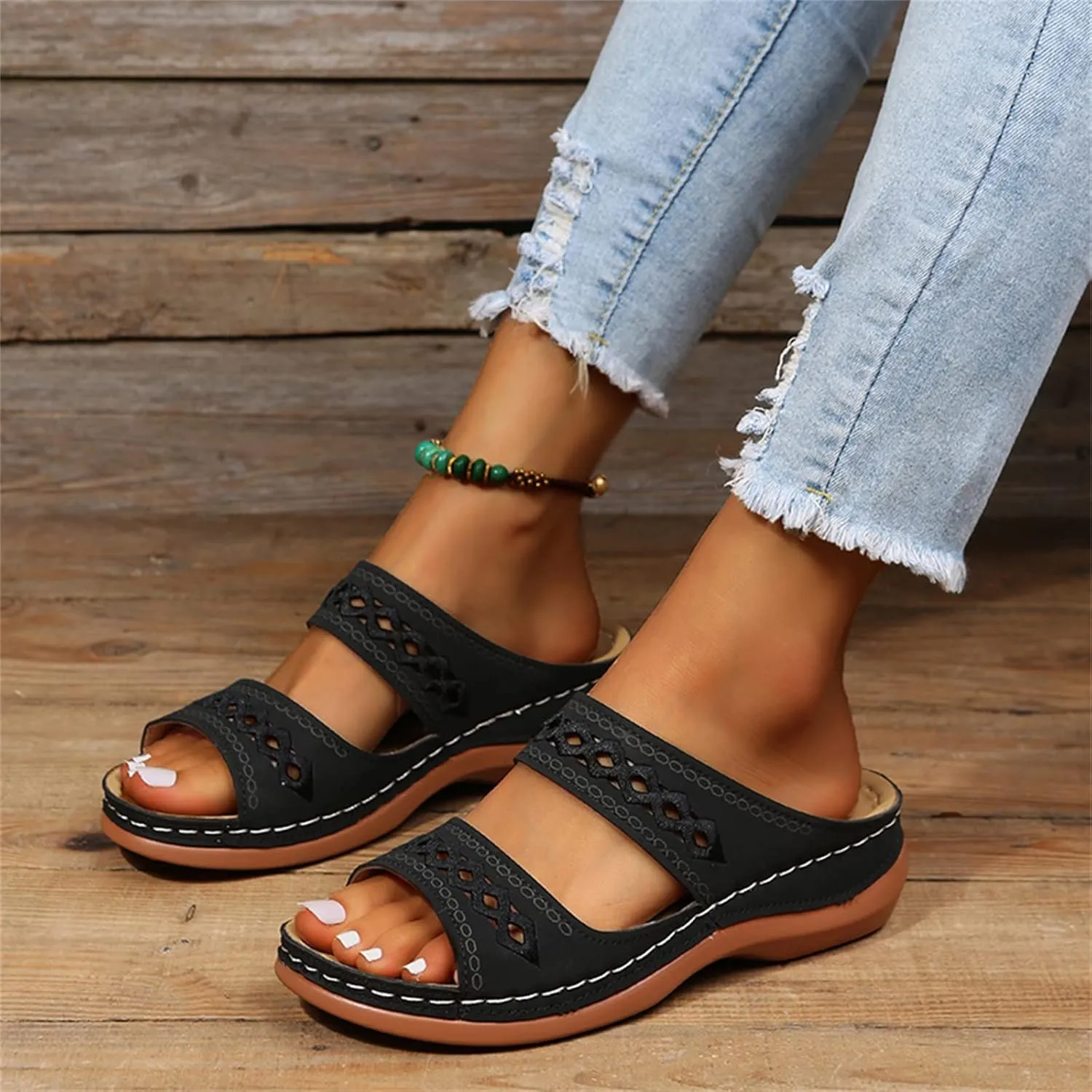 Lausiuoe Women's Comfy Orthotic Sandals,Womens Dressy Summer Slingback Orthopedic Slide Walking Shoes With Arch Support