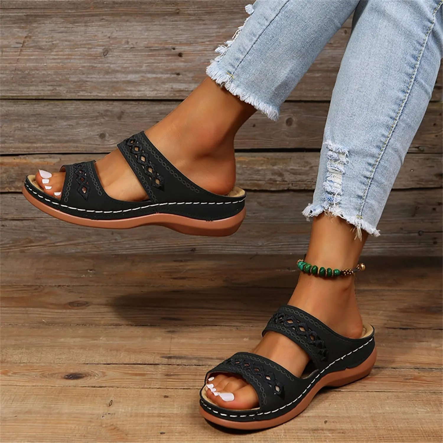 Lausiuoe Women's Comfy Orthotic Sandals,Womens Dressy Summer Slingback Orthopedic Slide Walking Shoes With Arch Support