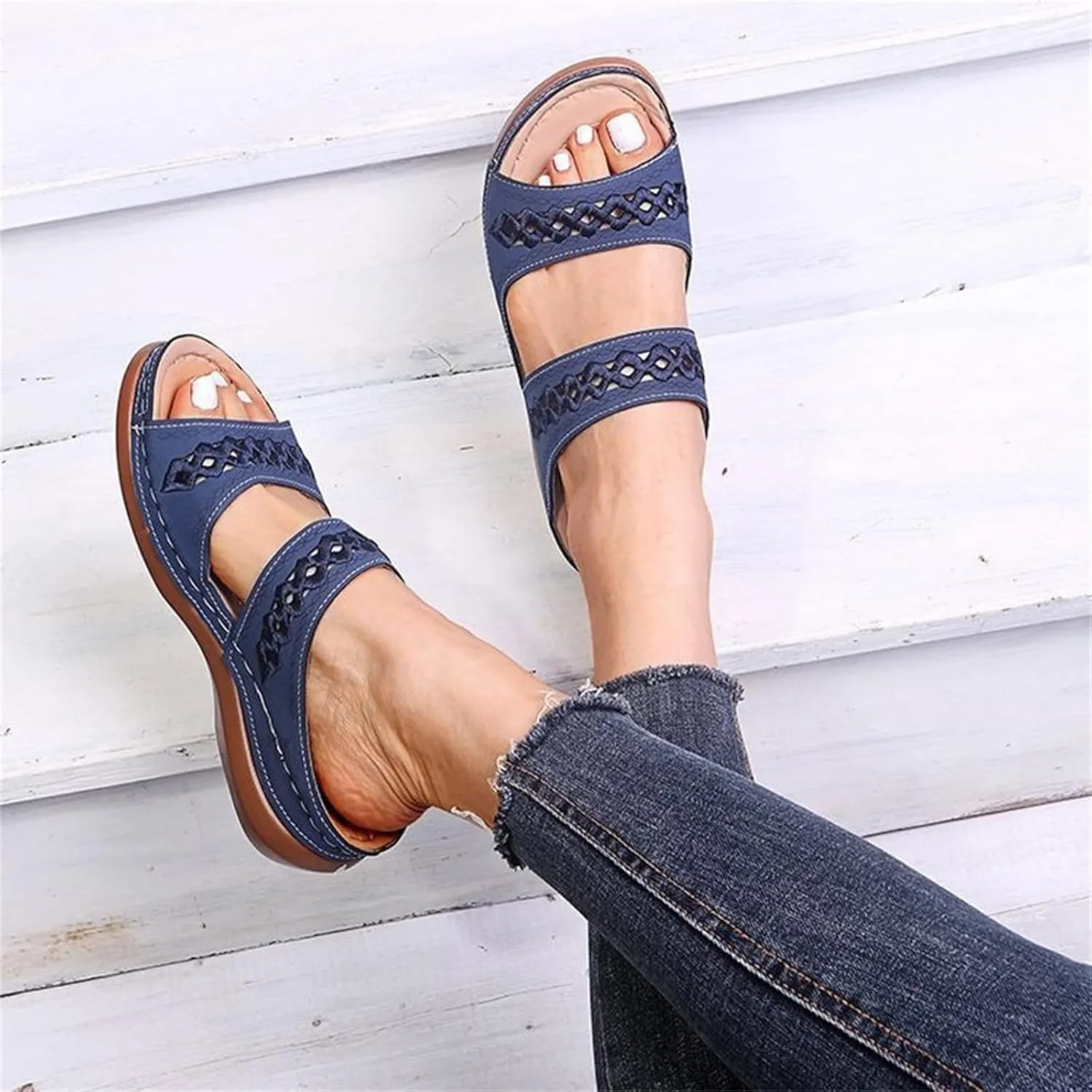 Lausiuoe Womens Comfy Orthotic Sandals,Womens Slides Sandals Slip On Slippers Orthopedic Flip Flops With Arch Support