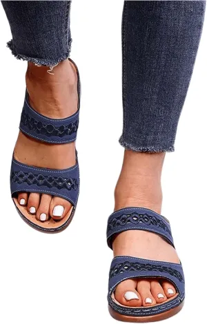 Lausiuoe Womens Comfy Orthotic Sandals,Womens Slides Sandals Slip On Slippers Orthopedic Flip Flops With Arch Support