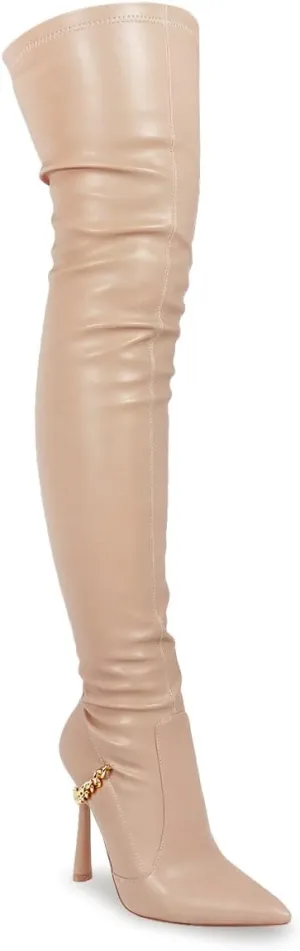 Liliana Women's Over The Knee Boots Suede Stiletto Side Zip Pointed Toe, VIKKI-1