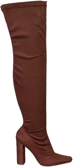 Liliana Women's Thigh High Boots Stretchy Over The Knee Chunky Block Heel Boots