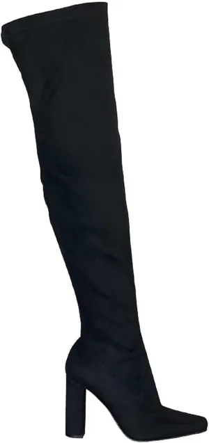 Liliana Women's Thigh High Boots Stretchy Over The Knee Chunky Block Heel Boots
