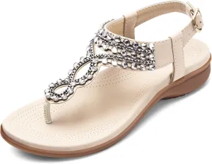 Littleplum Womens Sandals Comfort Arch Support Sandals Summer Walking Shoes Casual Ankle Elastic Flip Flops Shoes