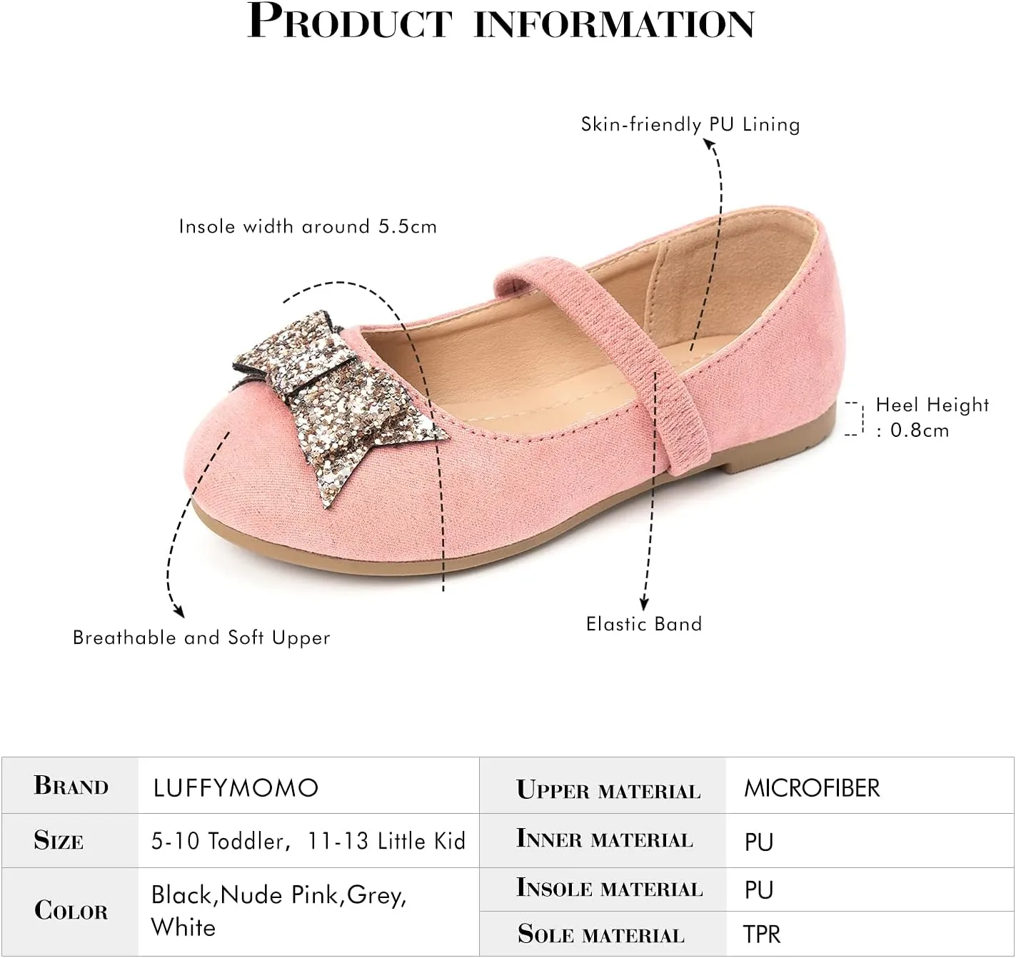 Luffymomo Girls Mary Jane Dress Shoes Party Princess Flats Strap Ballet Dance Shoes Toddler/Little Kid
