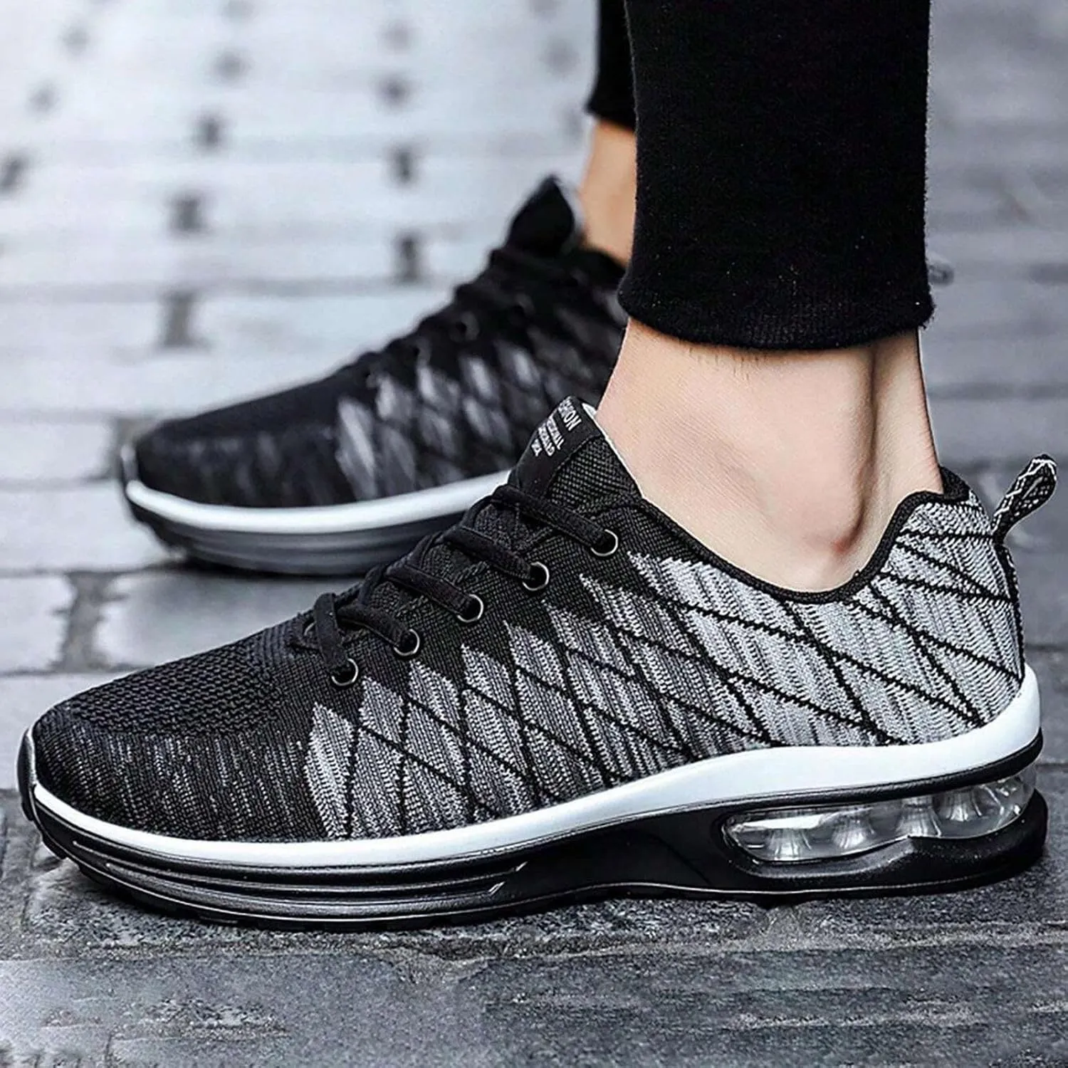 Men's Lace Up Memory Foam Sneakers Lightweight Breathable Slip On Running Shoe Lightweight Work Shoes for Men