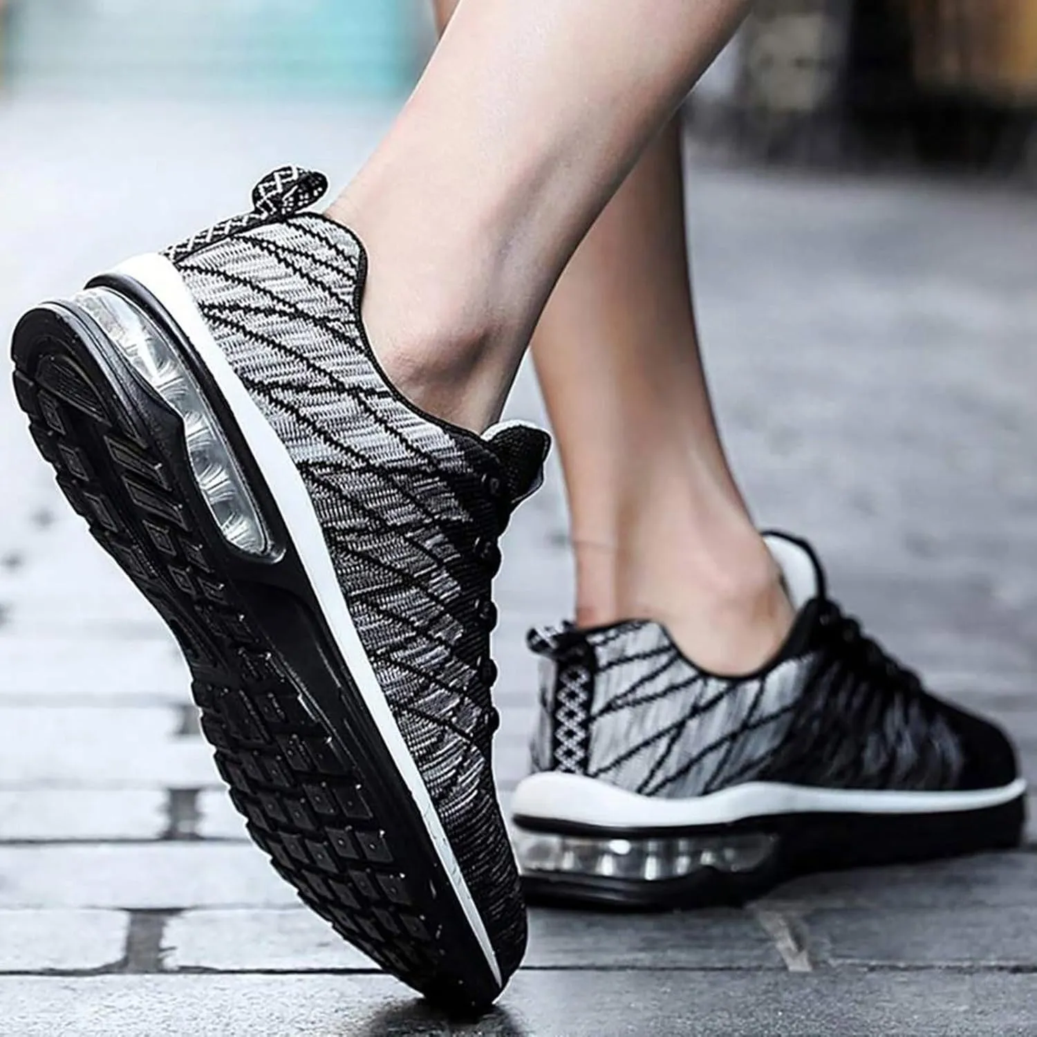 Men's Lace Up Memory Foam Sneakers Lightweight Breathable Slip On Running Shoe Lightweight Work Shoes for Men
