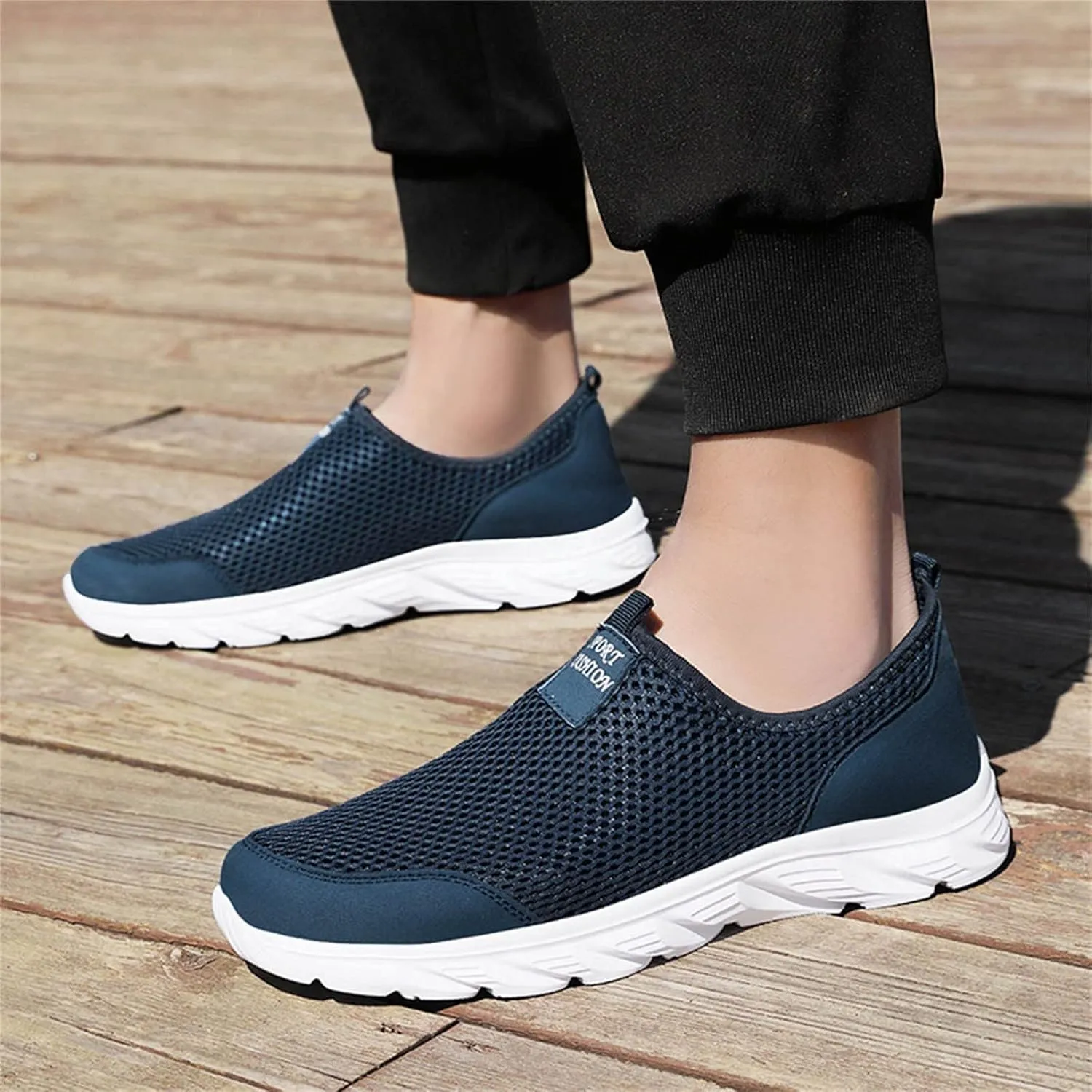 Mens Running Shoes Slip-on Walking Tennis Sneakers Lightweight Breathable Casual Soft Sole Mesh Workout Sports Shoes