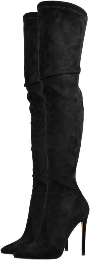 MissHeel Womens Stretch Thigh High Socks Pointed Toe High Heel Over the Knee Boots