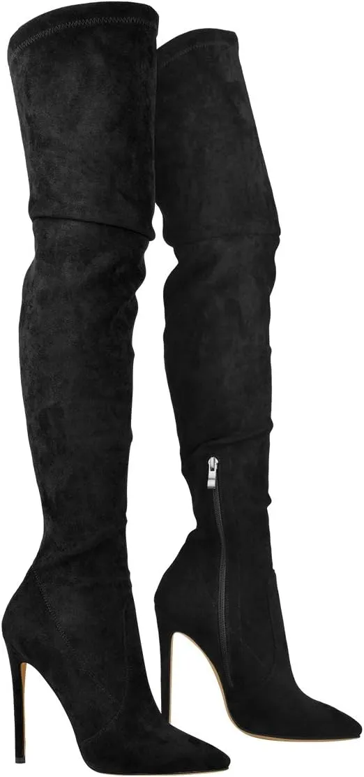 MissHeel Womens Stretch Thigh High Socks Pointed Toe High Heel Over the Knee Boots