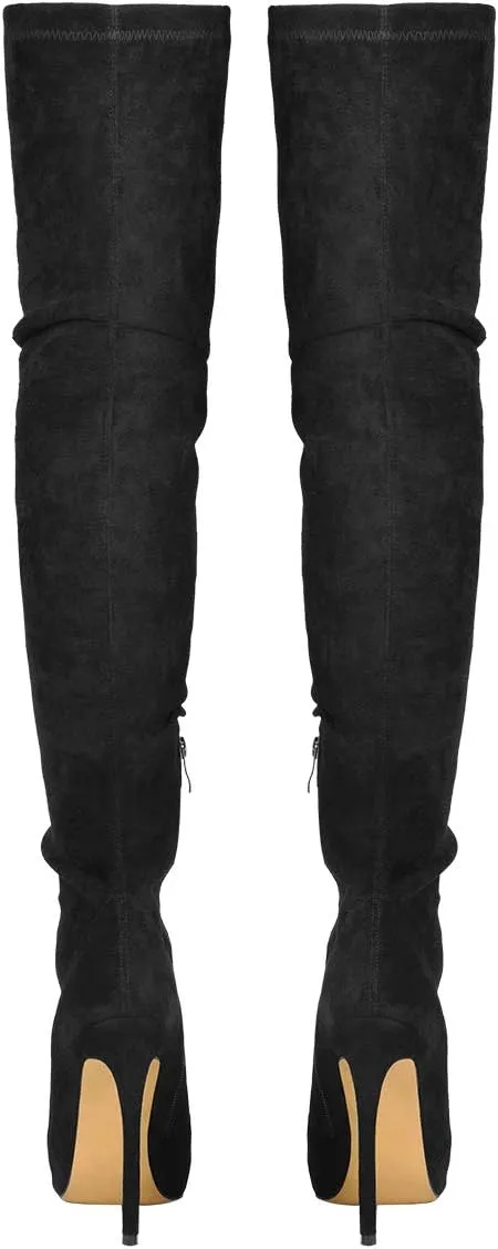 MissHeel Womens Stretch Thigh High Socks Pointed Toe High Heel Over the Knee Boots