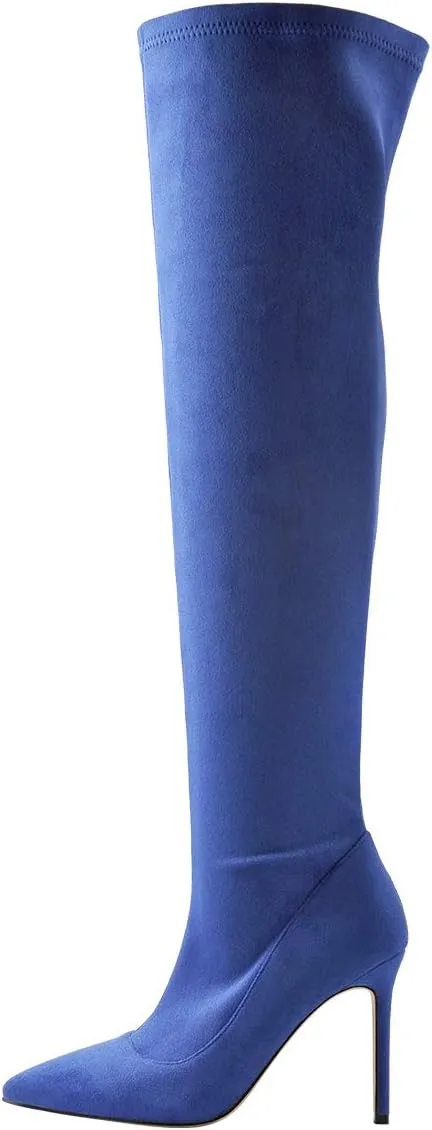 MissHeel Womens Stretch Thigh High Socks Pointed Toe High Heel Over the Knee Boots