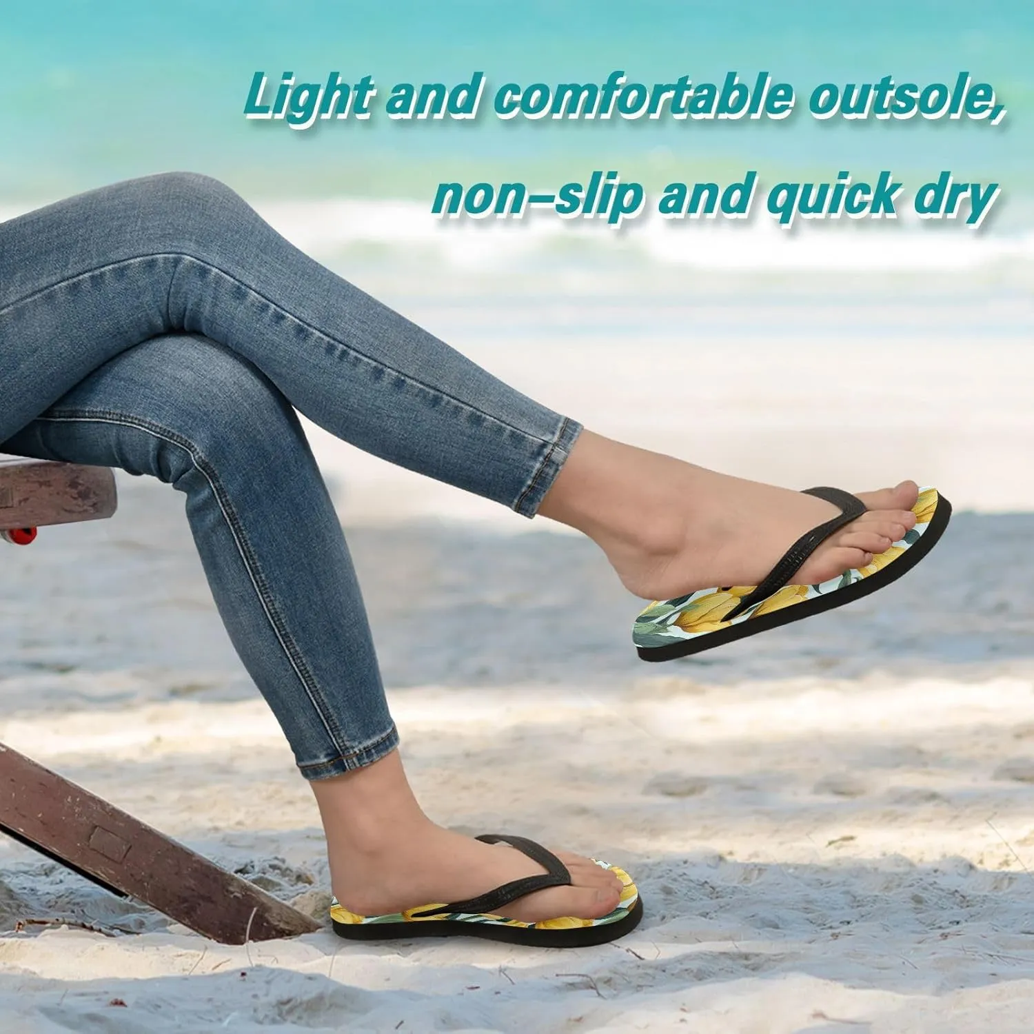 Orange Colorful Tulips Womens Flip Flops Sandals Slim Flip Flops