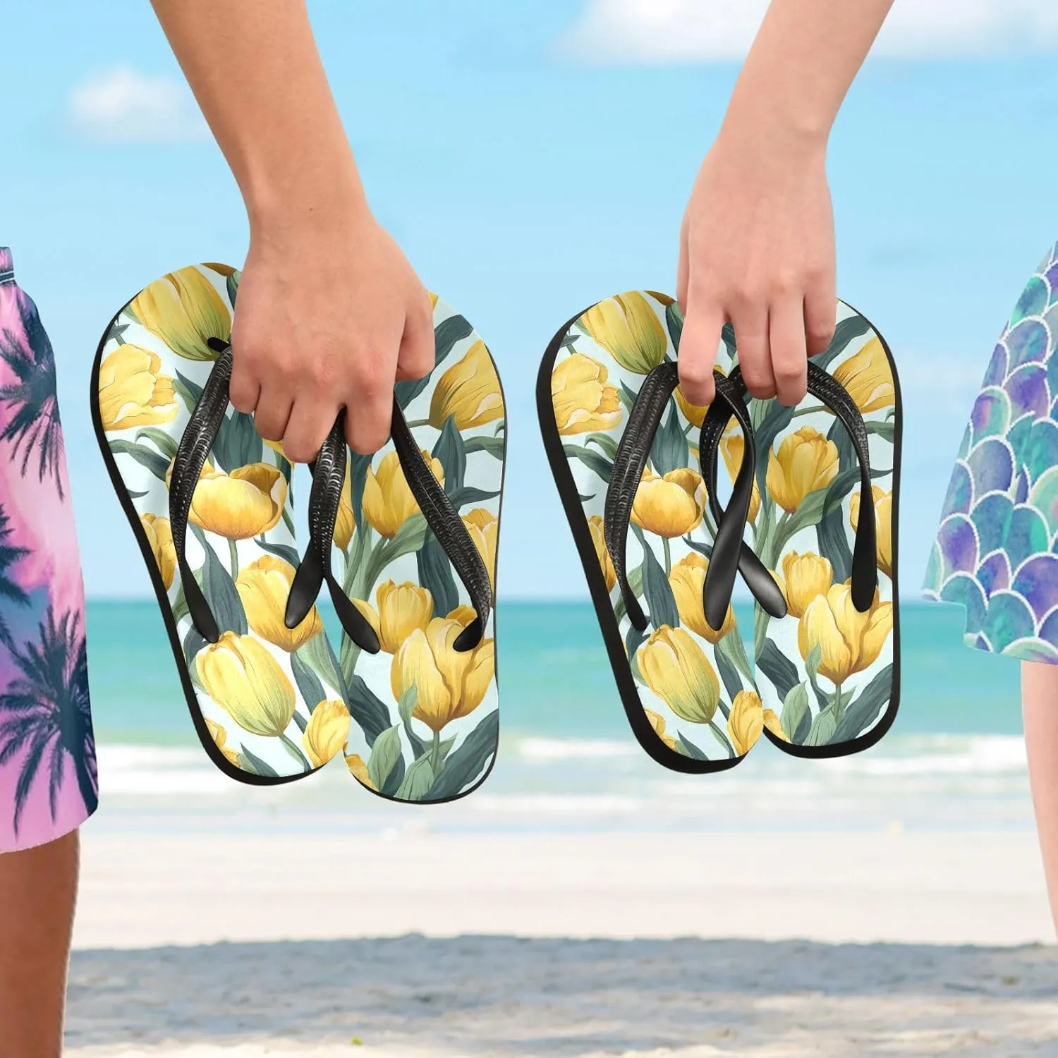 Orange Colorful Tulips Womens Flip Flops Sandals Slim Flip Flops