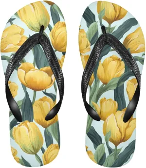Orange Colorful Tulips Womens Flip Flops Sandals Slim Flip Flops
