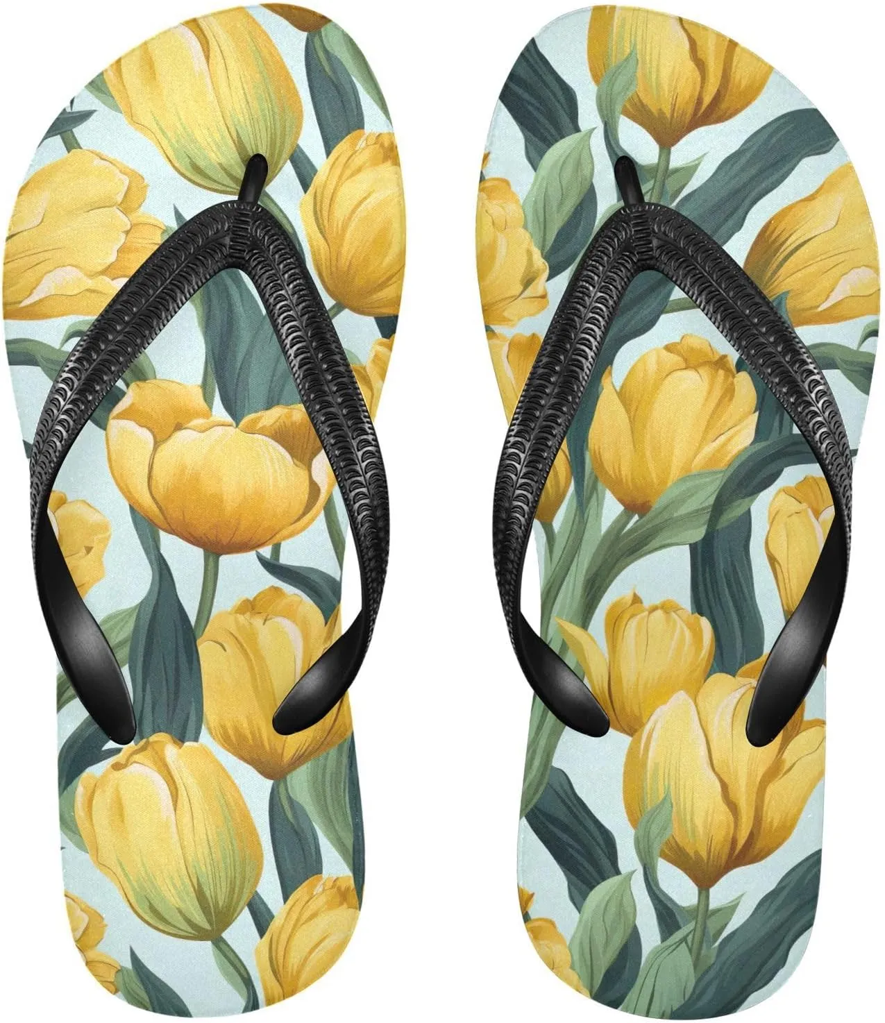 Orange Colorful Tulips Womens Flip Flops Sandals Slim Flip Flops