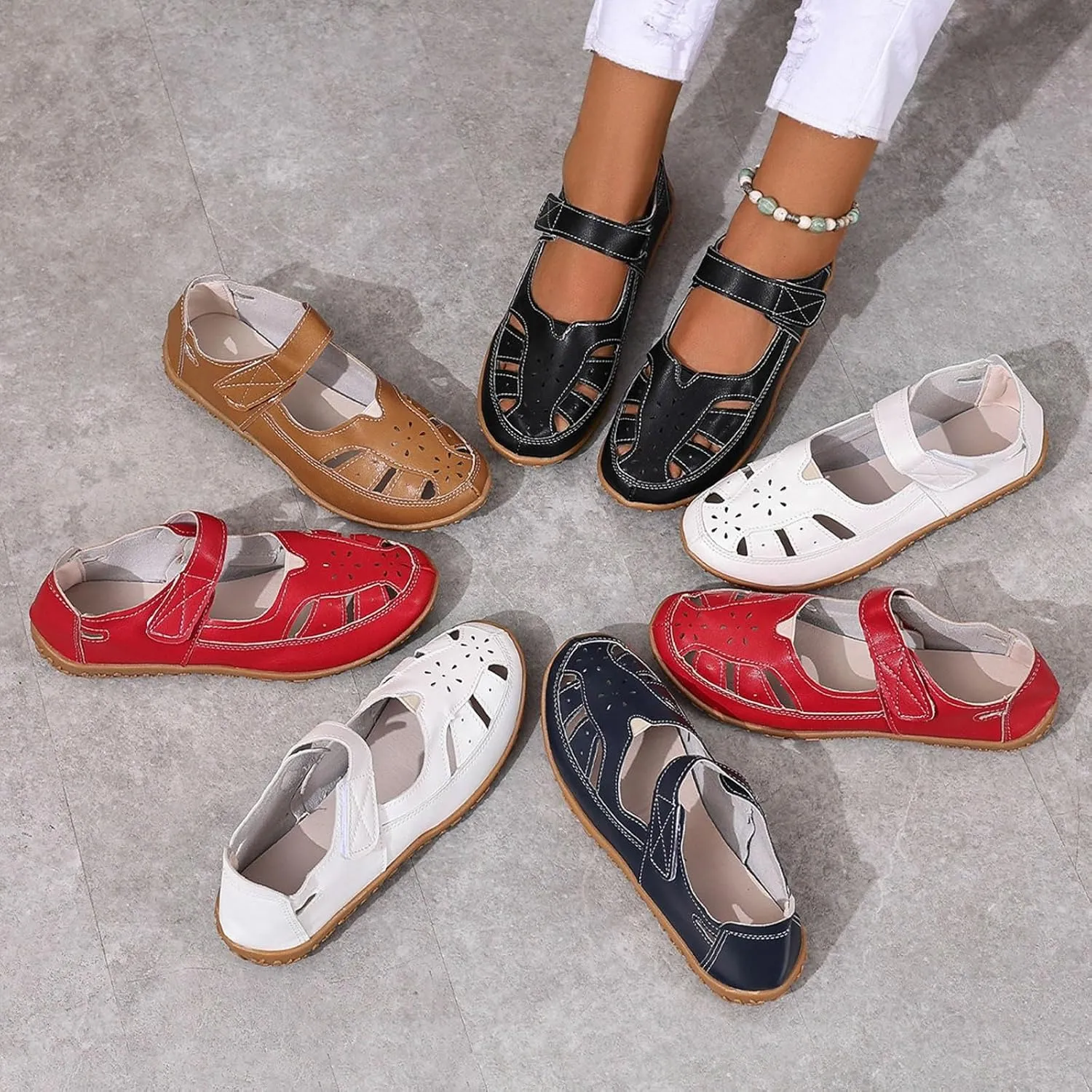 Orthopedic Loafers for Women Summer Dressy 2025,Womens Platform Wedges Sandal Comfort Closed Toe Casual Hollow Out Shoes Orthotic Wedge Flat