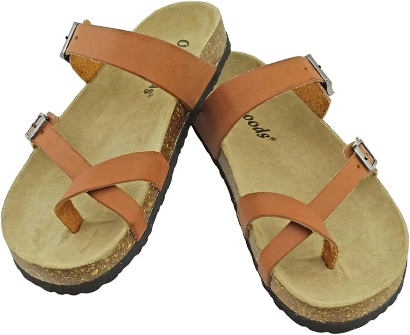 Outwoods Women's Bork-30 Vegan Leather Slide On Toe Loop Sandals