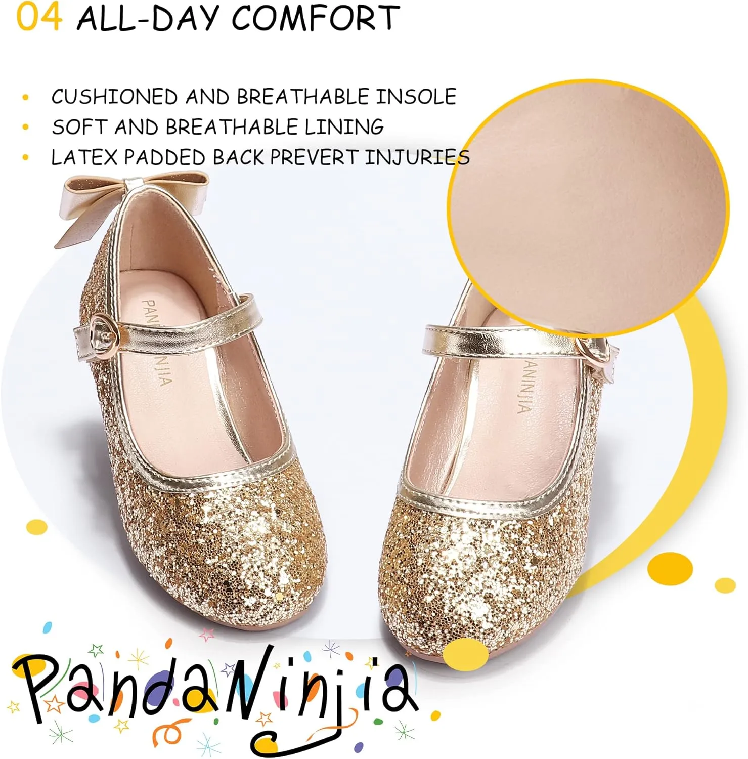 PANDANINJIA Girls Toddler/Little Kid Jada Dress Mary Jane Pumps Bow Low Heels Party Wedding Princess Shoes