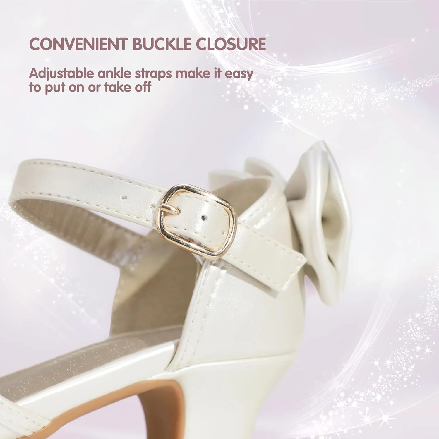 PANDANINJIA Wendy Girls Heels Dress Shoes Flower Girl Mary Jane Sandals Wedding Party Princess Shoes for Toddler Little Kid Big Kid