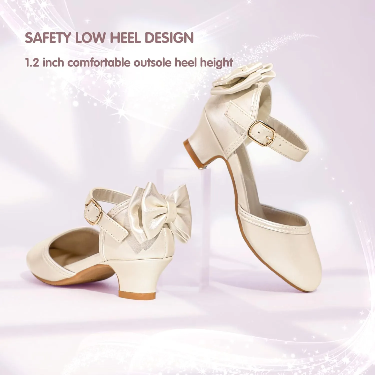 PANDANINJIA Wendy Girls Heels Dress Shoes Flower Girl Mary Jane Sandals Wedding Party Princess Shoes for Toddler Little Kid Big Kid
