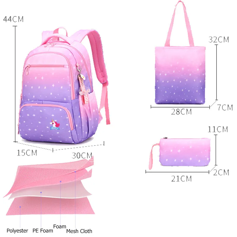 Primary School Backpack Set For 4-6 Grade Kids School Bookbag