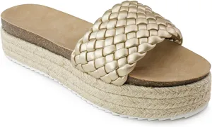 RF ROOM OF FASHION Women's Open Toe Slide on Footbed Platform Sandals
