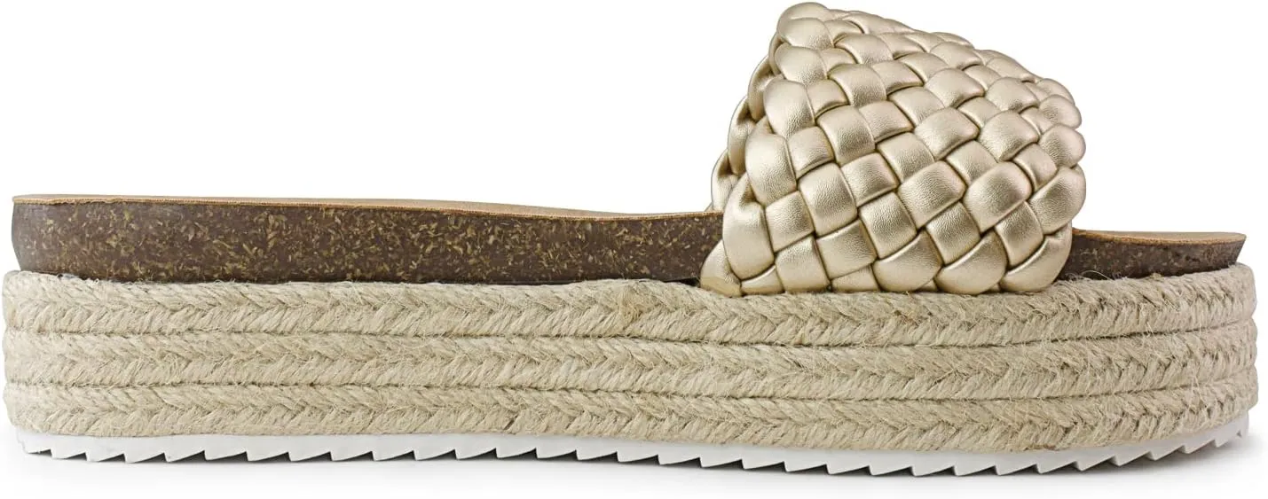 RF ROOM OF FASHION Women's Open Toe Slide on Footbed Platform Sandals