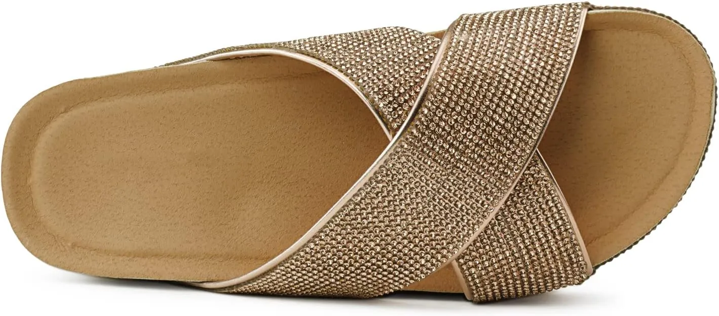 RF ROOM OF FASHION Women's Open Toe Slide on Footbed Platform Sandals