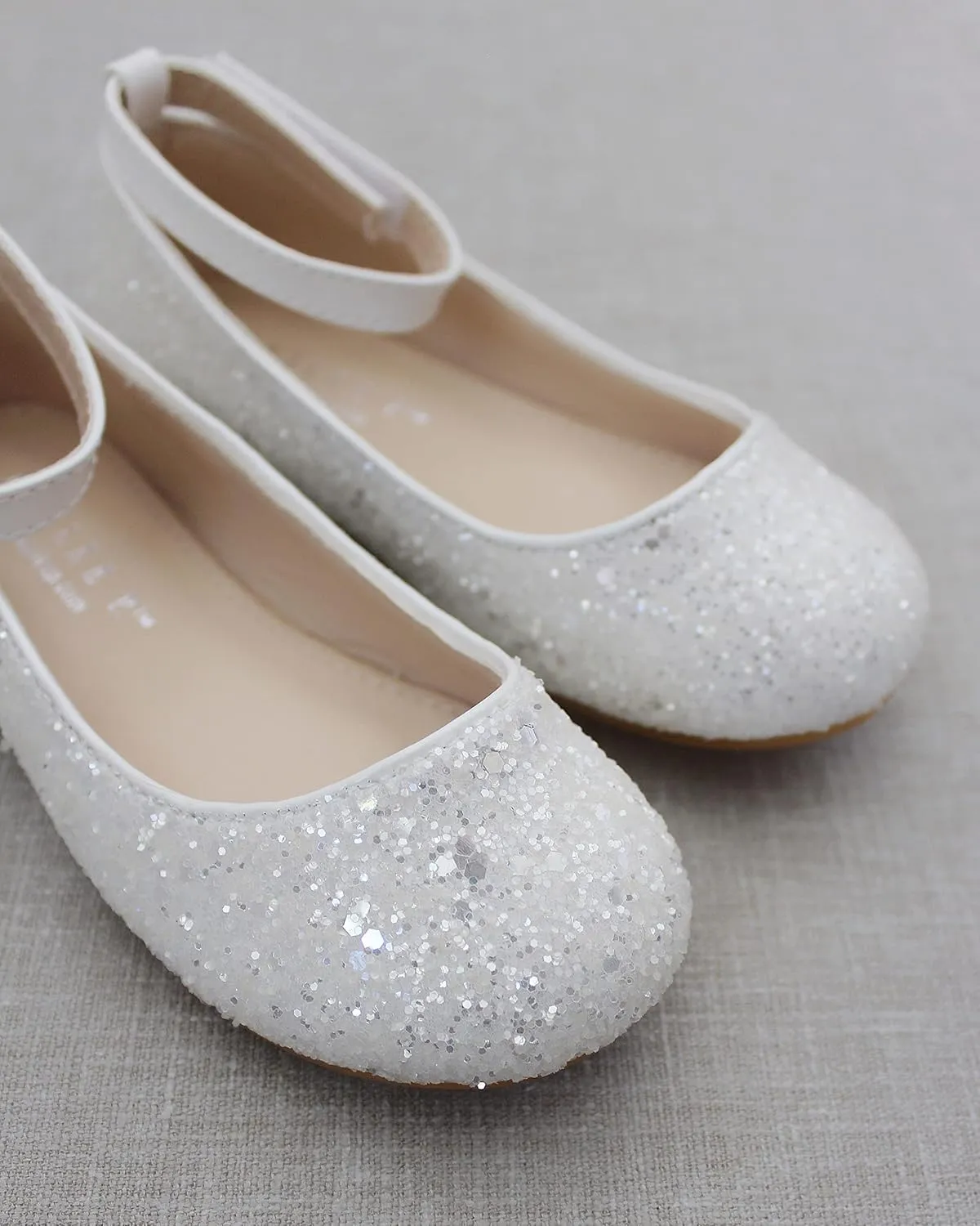 Rock Glitter Ballet Flats with Detachable Ankle Strap