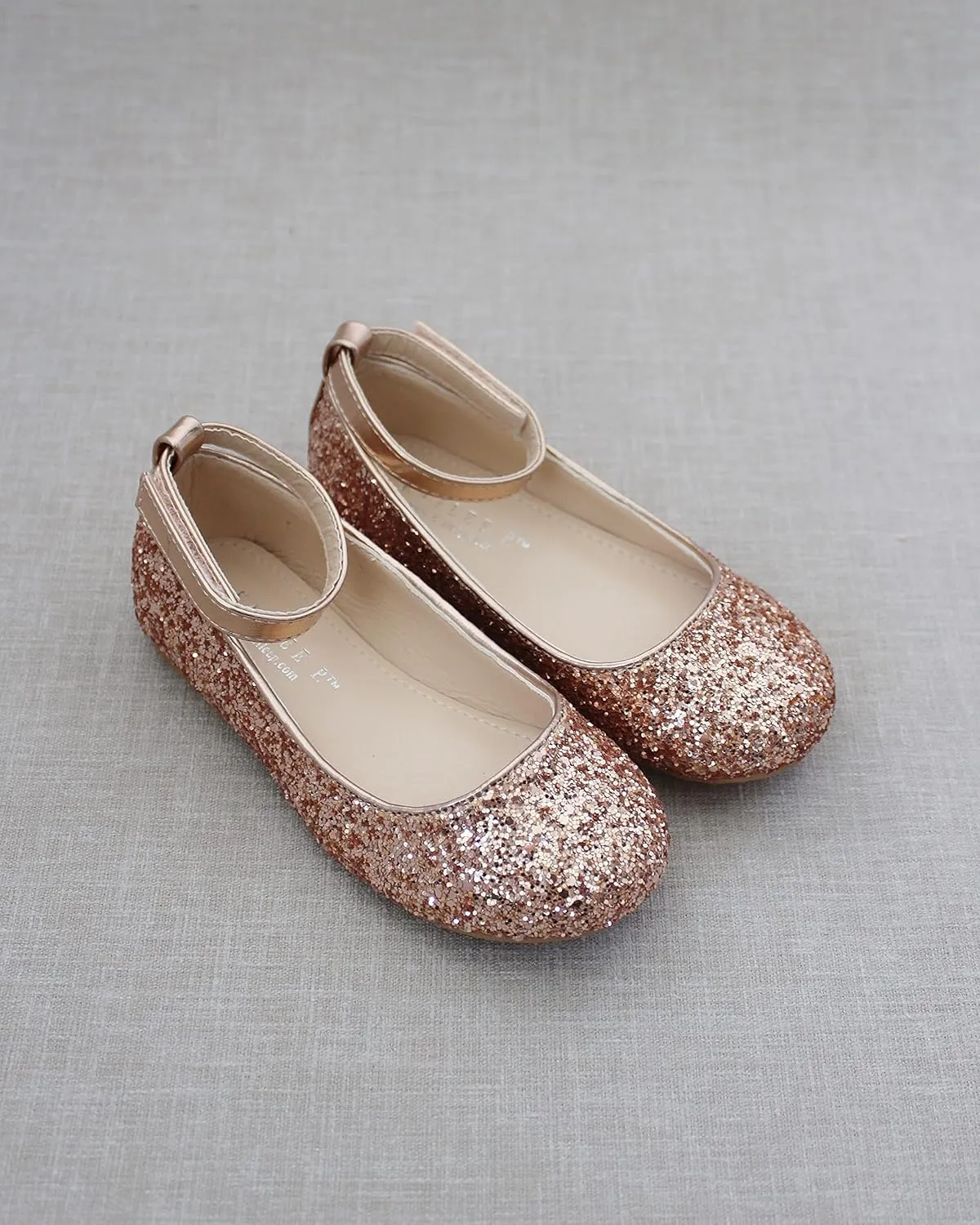 Rock Glitter Ballet Flats with Detachable Ankle Strap