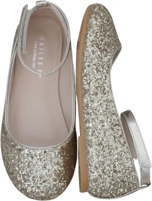 Rock Glitter Ballet Flats with Detachable Ankle Strap