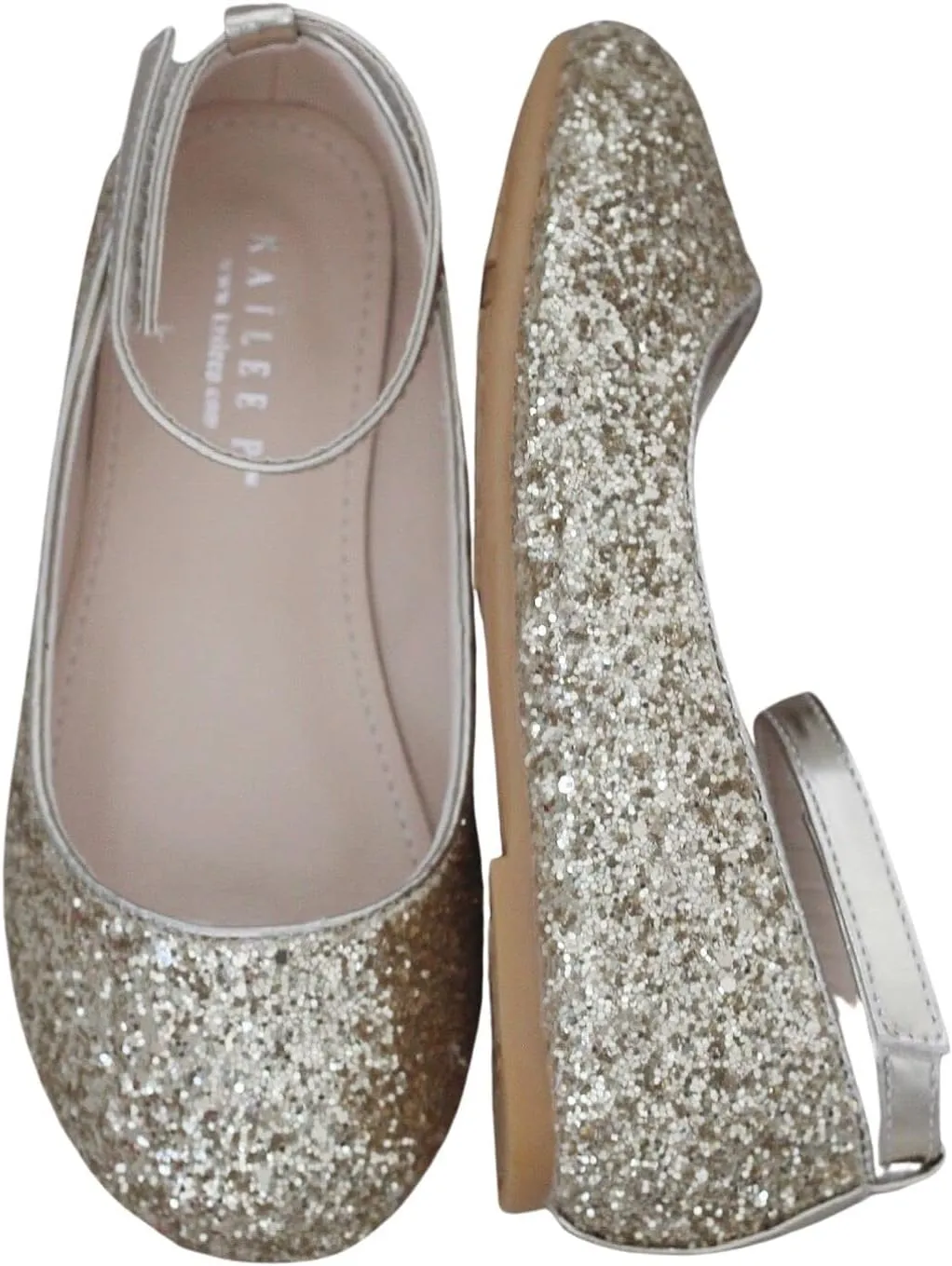 Rock Glitter Ballet Flats with Detachable Ankle Strap