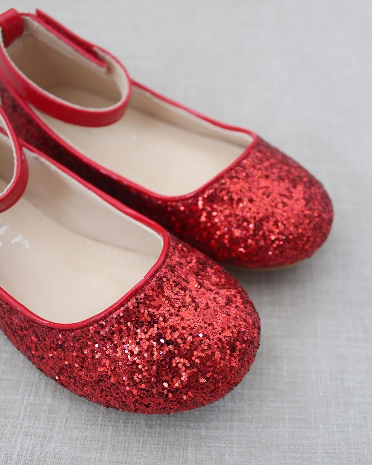 Rock Glitter Ballet Flats with Detachable Ankle Strap