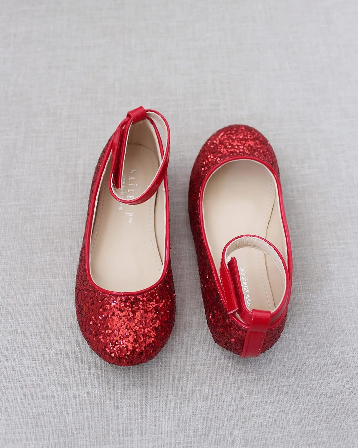 Rock Glitter Ballet Flats with Detachable Ankle Strap