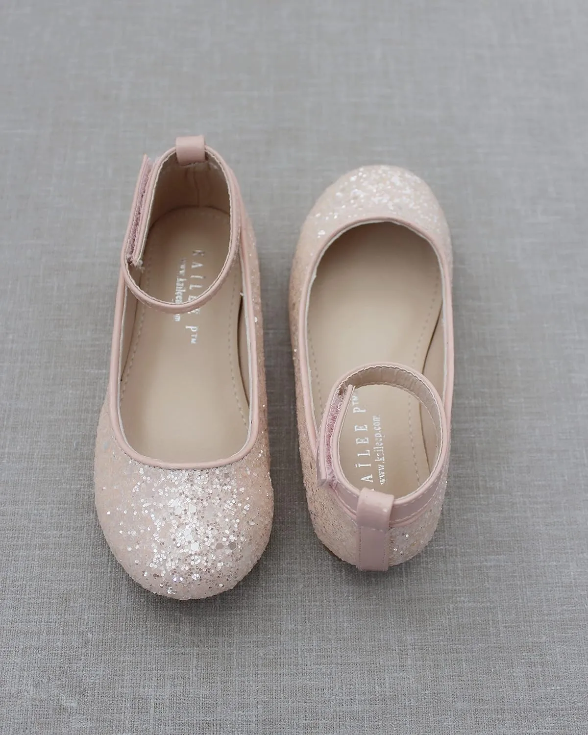 Rock Glitter Ballet Flats with Detachable Ankle Strap