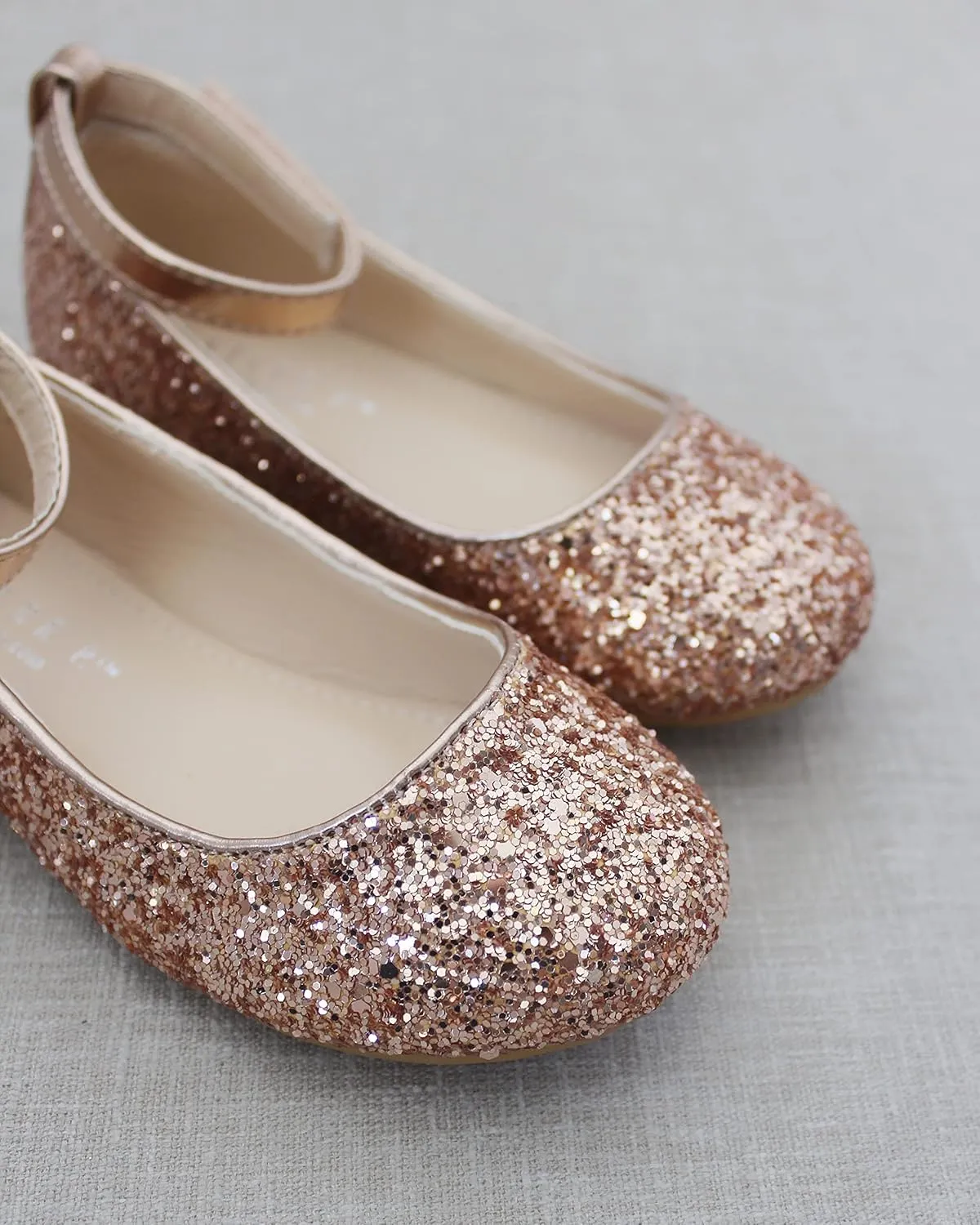 Rock Glitter Ballet Flats with Detachable Ankle Strap