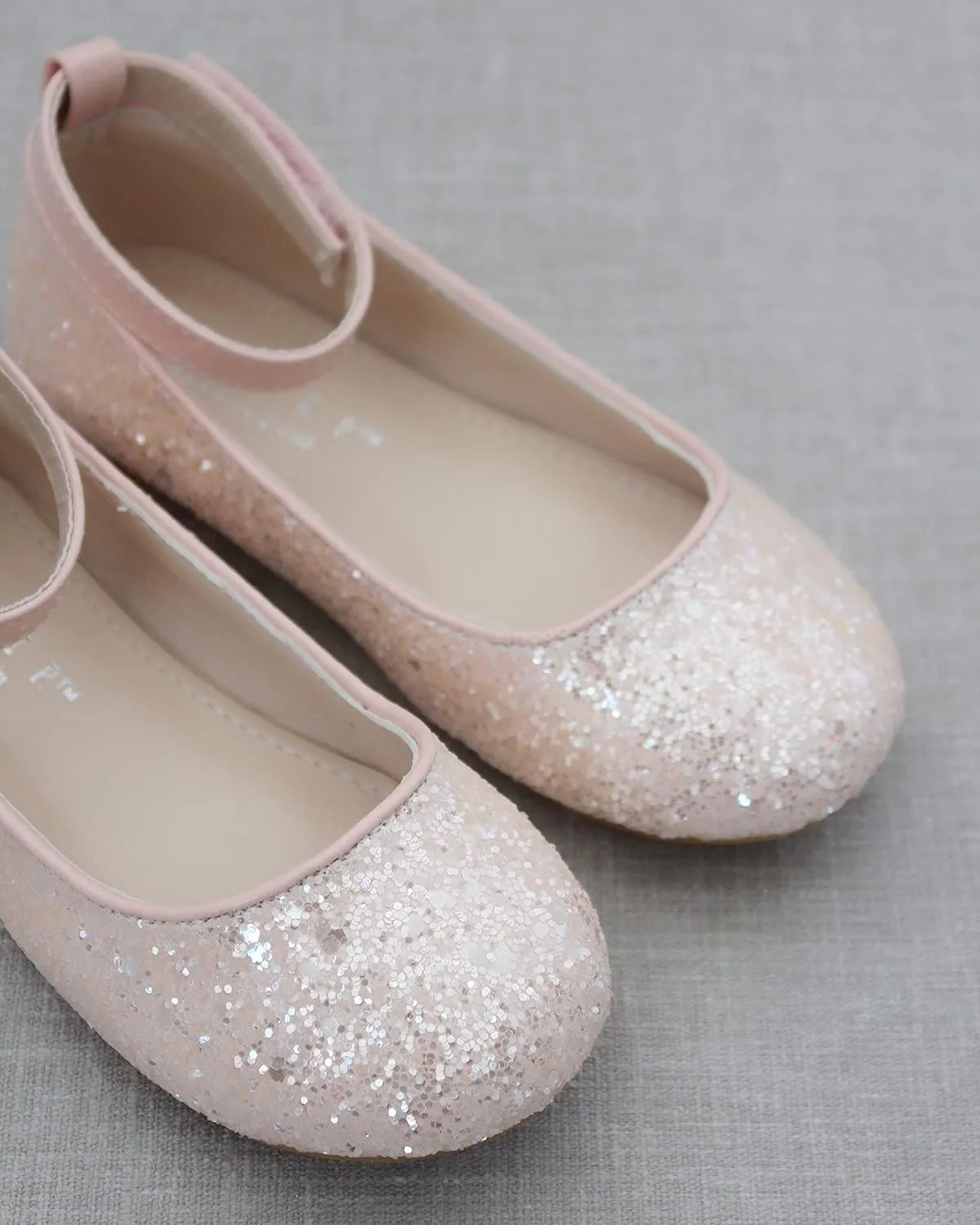 Rock Glitter Ballet Flats with Detachable Ankle Strap