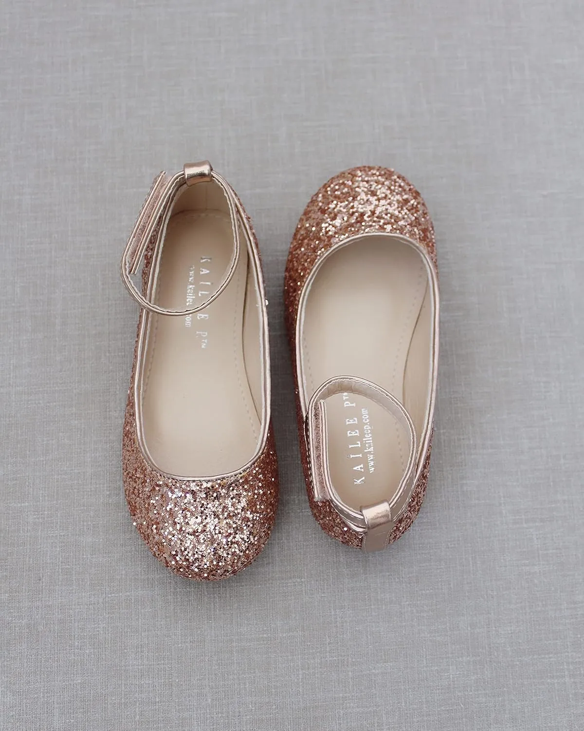 Rock Glitter Ballet Flats with Detachable Ankle Strap