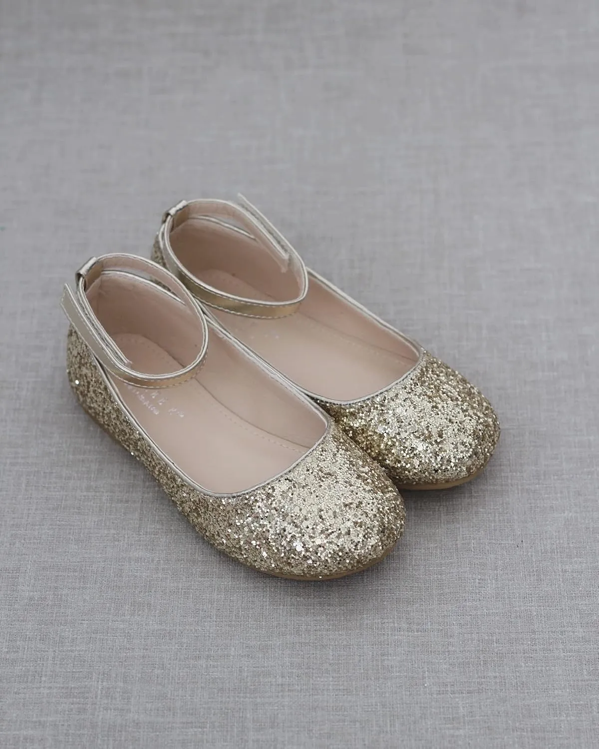 Rock Glitter Ballet Flats with Detachable Ankle Strap