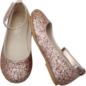 Rock Glitter Ballet Flats with Detachable Ankle Strap